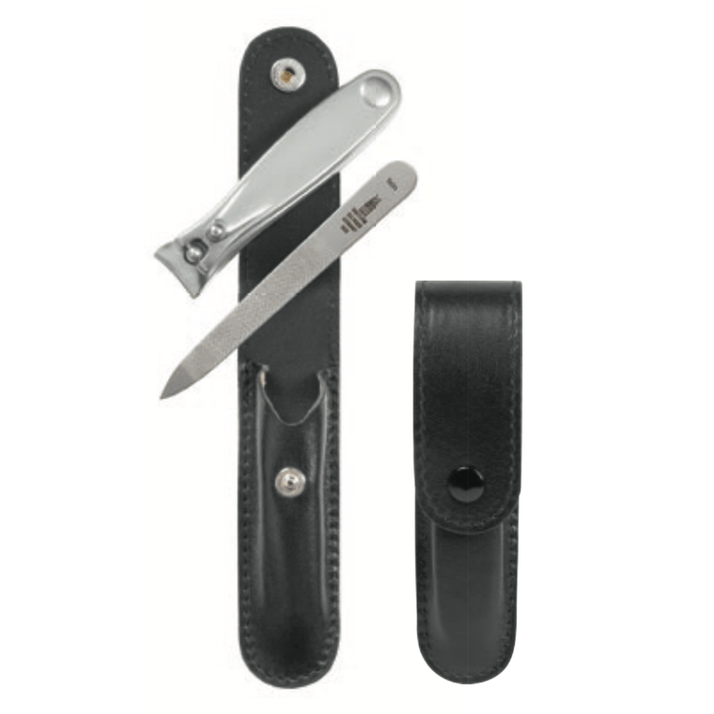 DREITURM nail clipper set – Large clipper & nail file in a leather case – Solingen quality