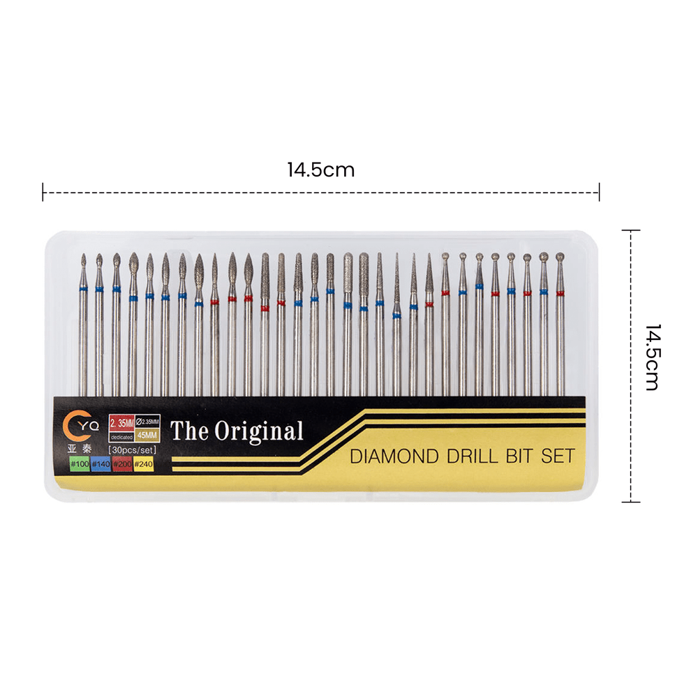 Nail drill bits with colour-coded grit markings and standard shank – view 3