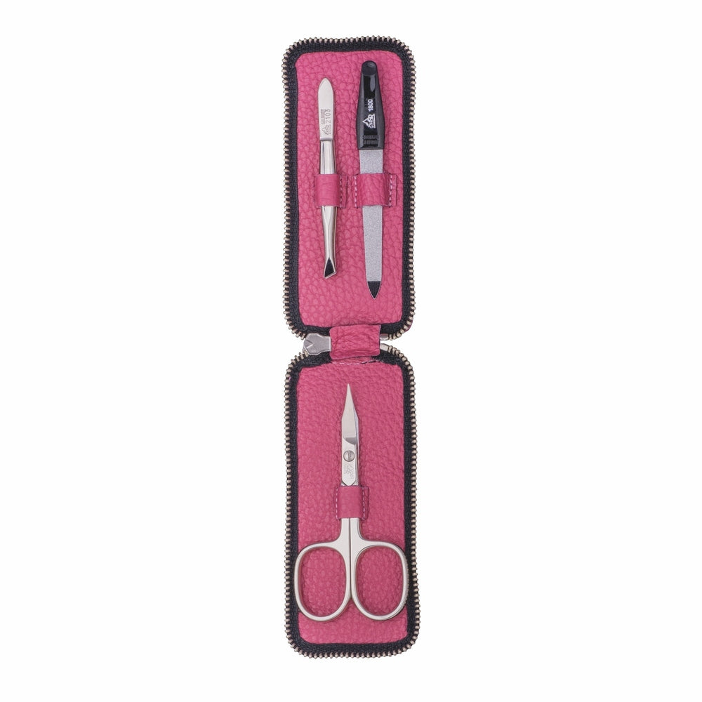 Etui kieszonkowe do manicure Erbe na zamek, różowe, seria Longo