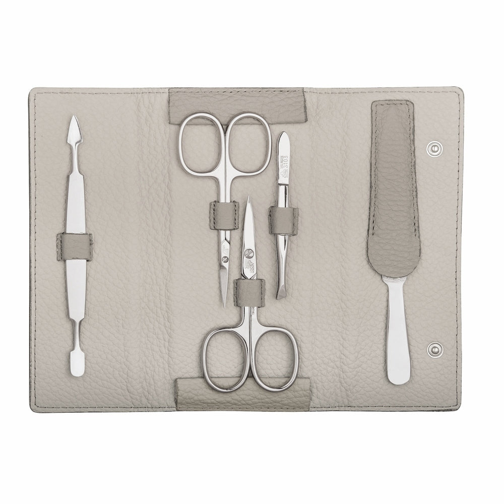Erbe Manicure Push-Button Case 5-Piece Beige – Case in beige