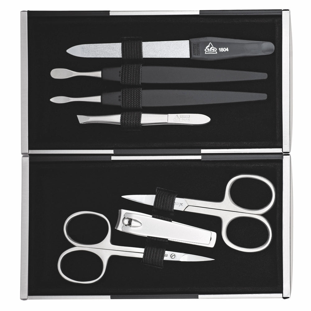 Erbe Magic manicure case 7-piece black matt silver