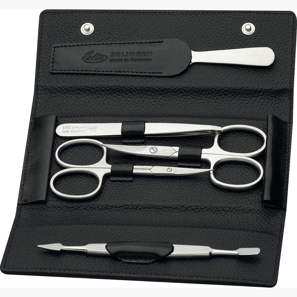 Erbe Manicure Snap Fastener Case Black Mamba Stainless Steel 5-Piece – Colour black, silver