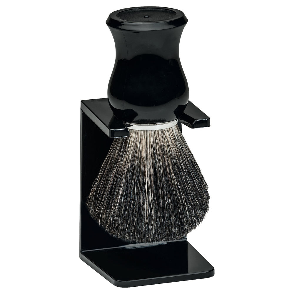 Erbe Shaving Brush Black Model 6570 with Acrylic Holder – Handle in black, including acrylic holder