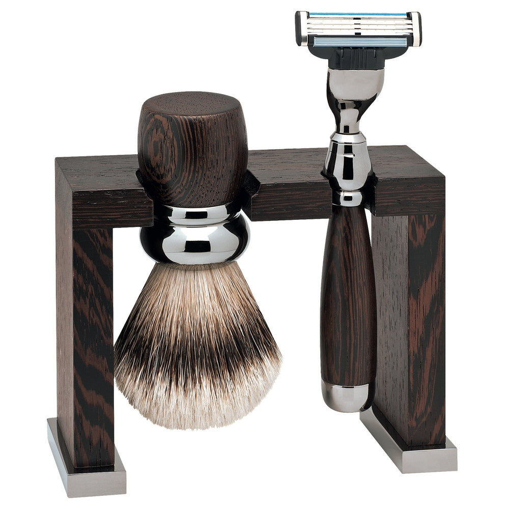 Erbe Rhodium Set de afeitado Bank – forma de mango ergonómica
