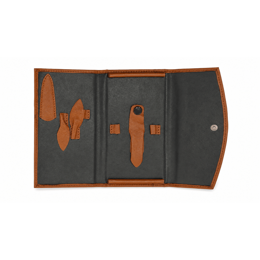 Astuccio manicure 5 pezzi pelle bovina marrone