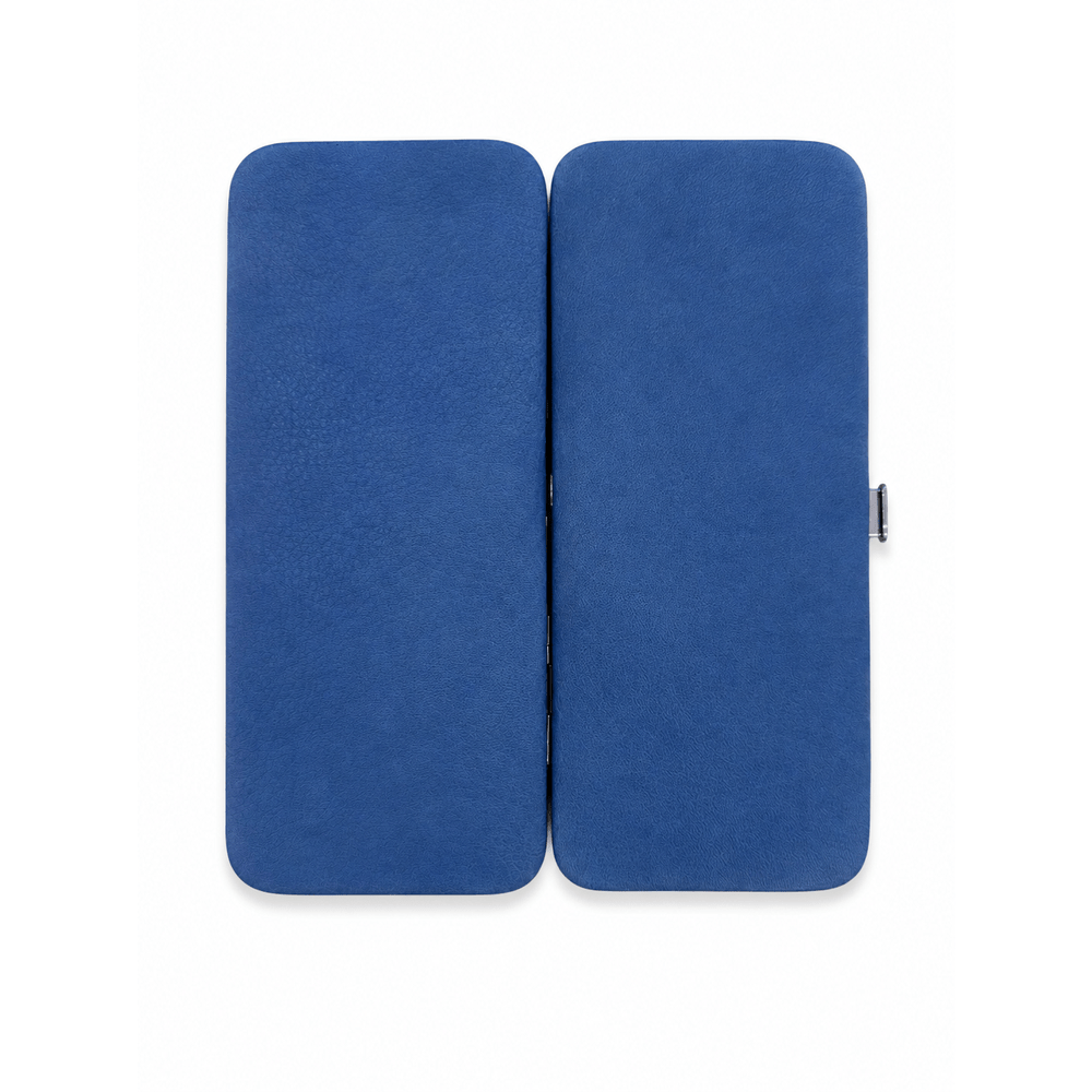 Astuccio manicure 5 pezzi pelle blu
