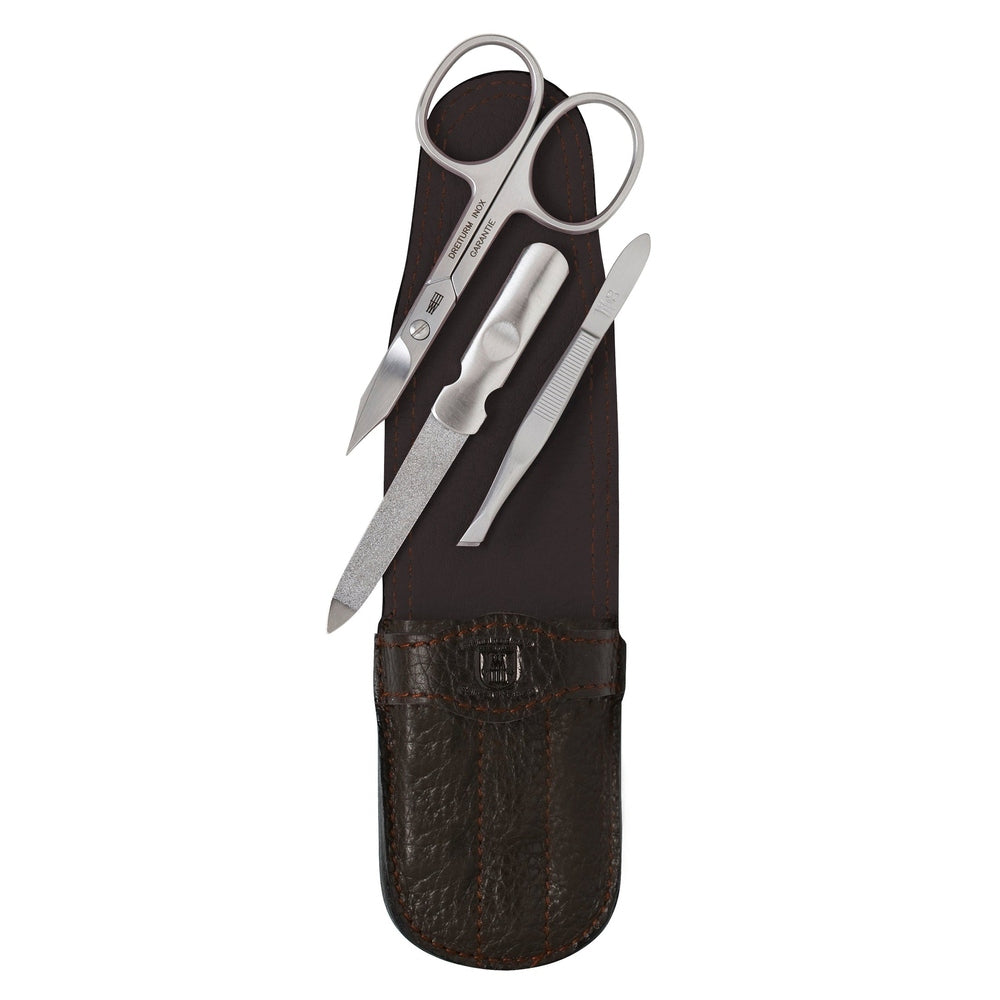 Trousse de manucure en cuir, modèle Umbra, 3 pièces, en noir – Made in Solingen