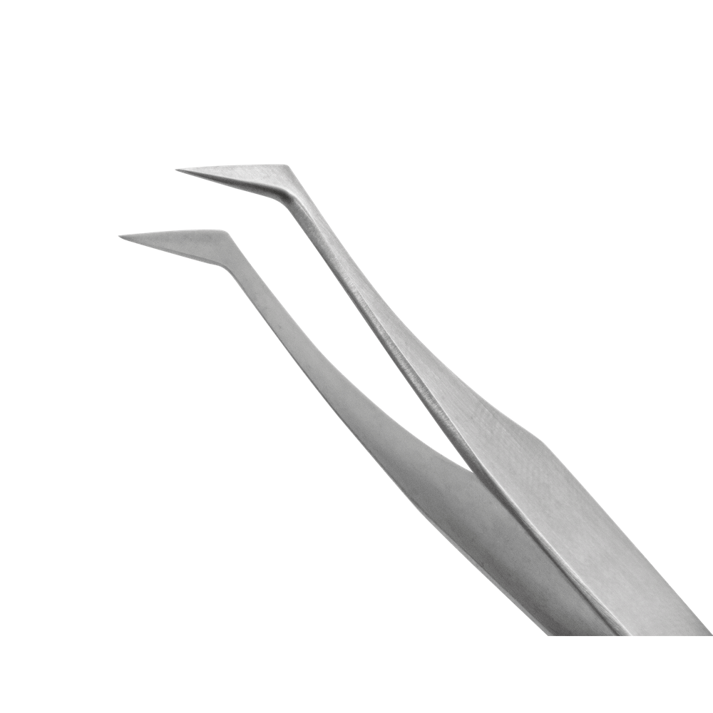Mini pinzetta curva con punte piatte – impugnatura ergonomica