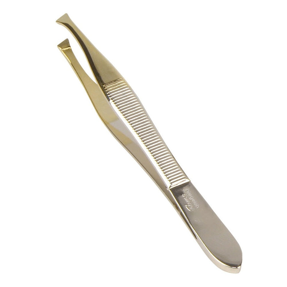 Pincet, schuin, gedeeltelijk verguld, 9 cm