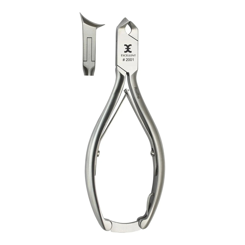 End-cutting nippers with flame-pointed blade for thick toenails