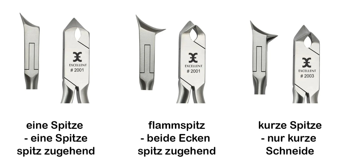 Overview of end-cutting nipper models with different blade shapes