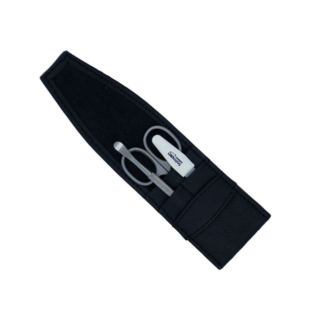 Three-piece manicure case from Excellent with nail scissors, nail file and cuticle pusher