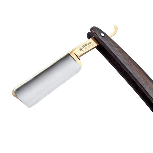Full hollow ground silver steel blade of the DOVO Apex with gold-plated tang – view 2