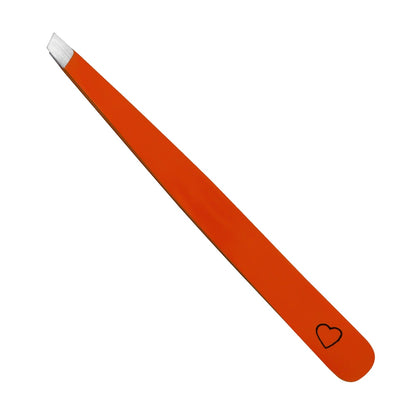 Pinza de cejas con punta oblicua – Roja – Acero inoxidable