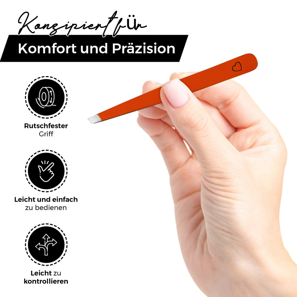 Pinza de cejas con punta oblicua – Roja – Cosmética