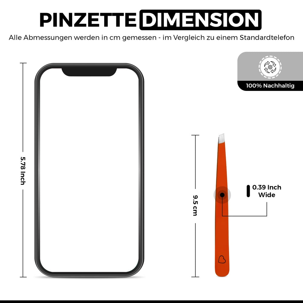 Pinza de cejas con punta oblicua – Roja – forma de mango ergonómica, vista 5