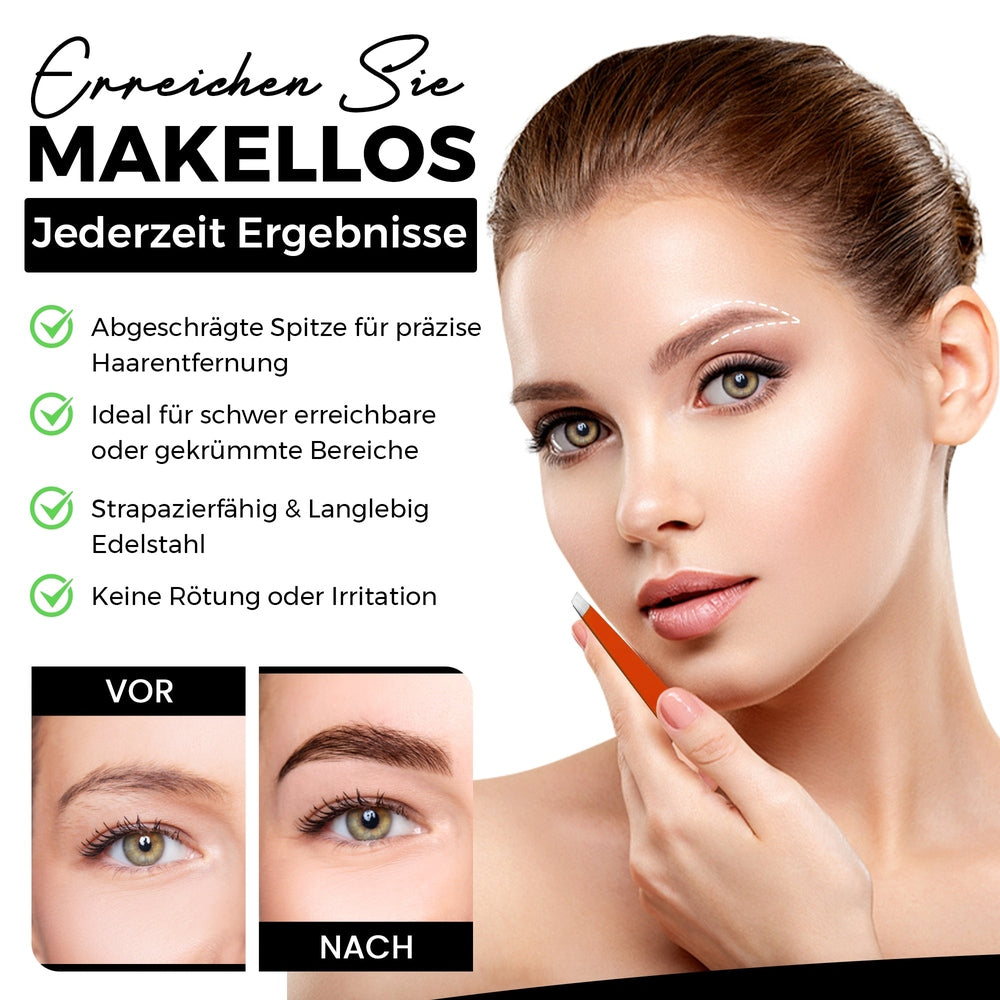 Pinza de cejas con punta oblicua – Roja – forma de mango ergonómica, vista 8