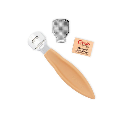 Cortacallos Credo con clip de lima 10 cuchillas – Color albaricoque