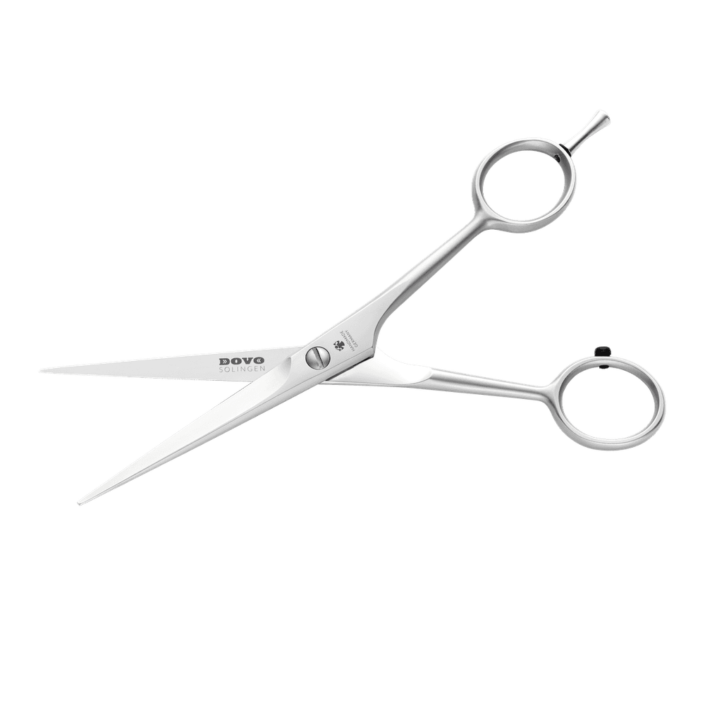 Dovo hair scissors, 6 inches, matt stainless steel 1.4034 with micro-serration and finger hook