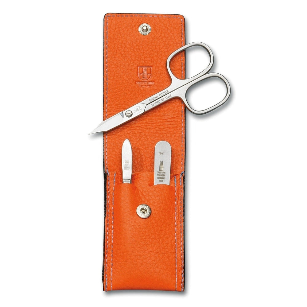 Astuccio manicure Dreiturm in 3 pezzi in Arancio – Made in Solingen