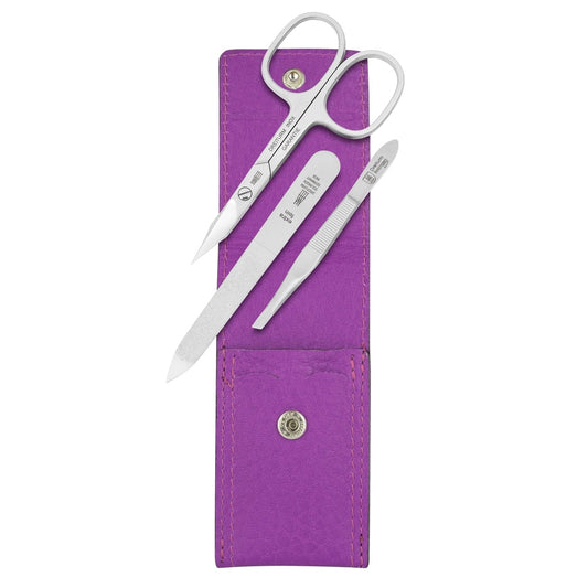 Estuche de manicura Dreiturm de 3 piezas en lila – Made in Solingen