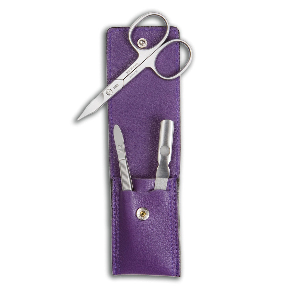Astuccio manicure DREITURM 3 pezzi – Made in Solingen - modello Aubergine - viola scuro
