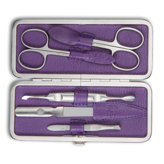 Étui de manucure DREITURM 5 pièces – Qualité de Solingen - modèle Aubergine - violet foncé