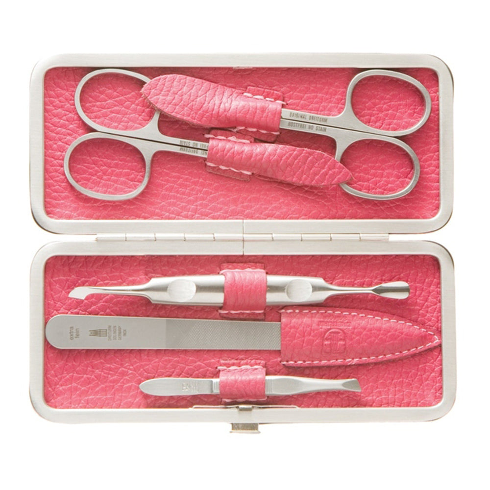 Étui de manucure DREITURM 5 pièces – Qualité de Solingen - modèle Sangria - rose foncé