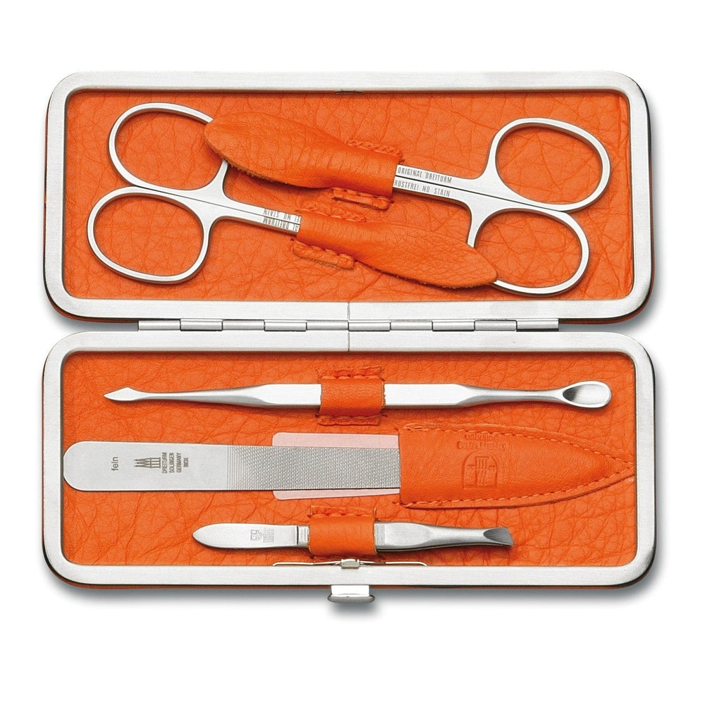 Astuccio manicure Dreiturm in 5 pezzi in Arancio – Made in Solingen