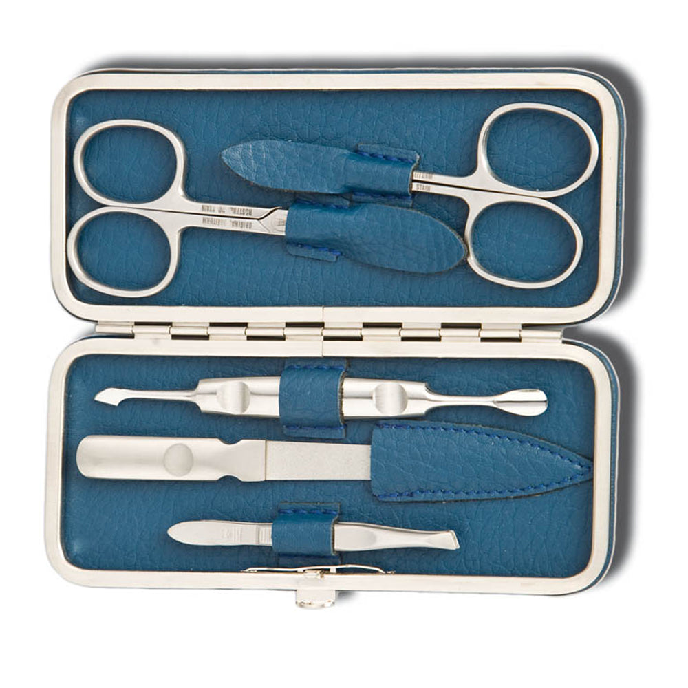 DREITURM 5-piece manicure case – Quality from Solingen - model Petrol - turquoise blue
