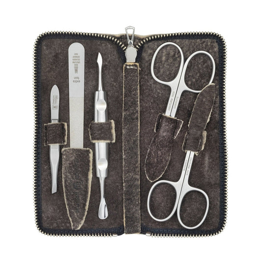 Etui na zamek DREITURM model Wildbock z Solingen, zestaw do manicure z dwiema nożyczkami