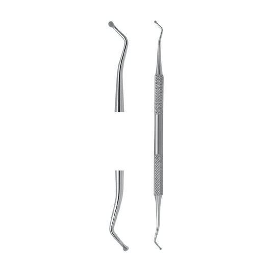 Double probe and spoon instrument, 17 cm, stainless steel, for pedicure