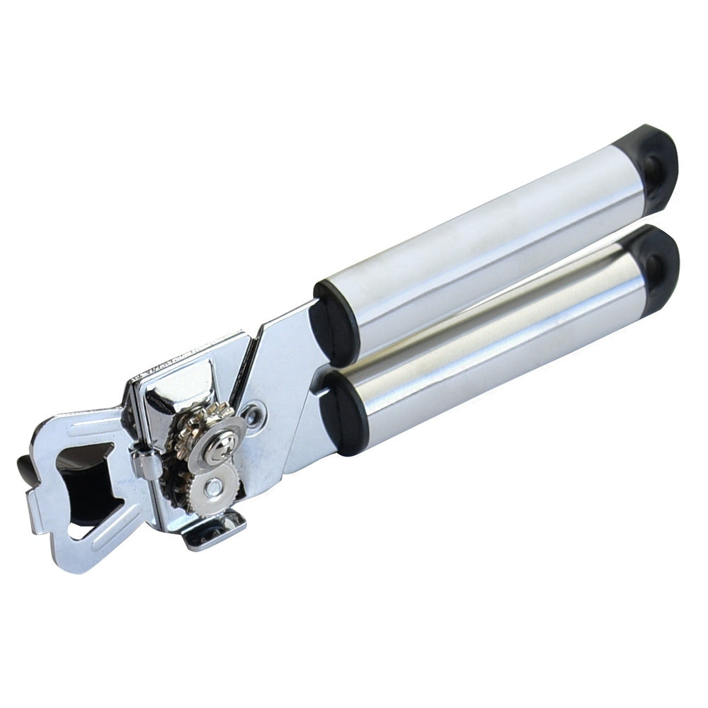Cutting mechanism of the can opener running cleanly around the rim of the tin – view 3