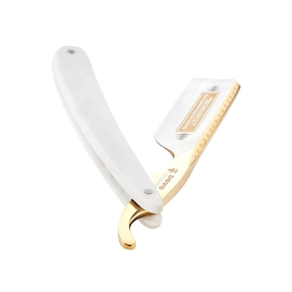 Dovo Bismarck straight razor with pearl-white acrylic handle – view 3