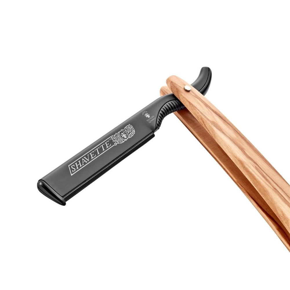 Shavette légère en aluminium avec manche en bois d'olivier de Dovo – vue 4