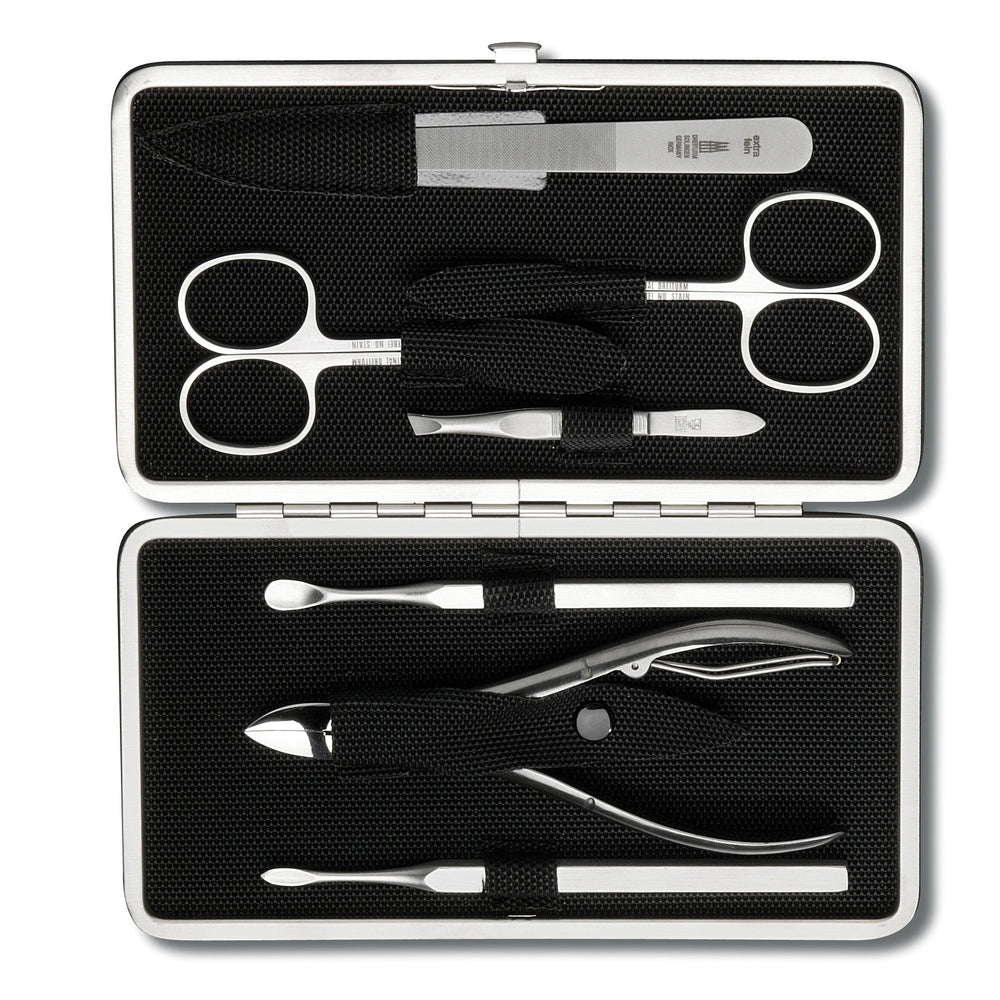 Trousse de manucure Dreiturm, modèle Black Tex – Made in Solingen