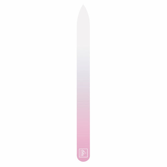 Pilnik szklany Erbe Soft-Touch w kolorze pastelowego różu, 140 x 3 mm, dwustronny, z pasującym różowym pudełkiem
