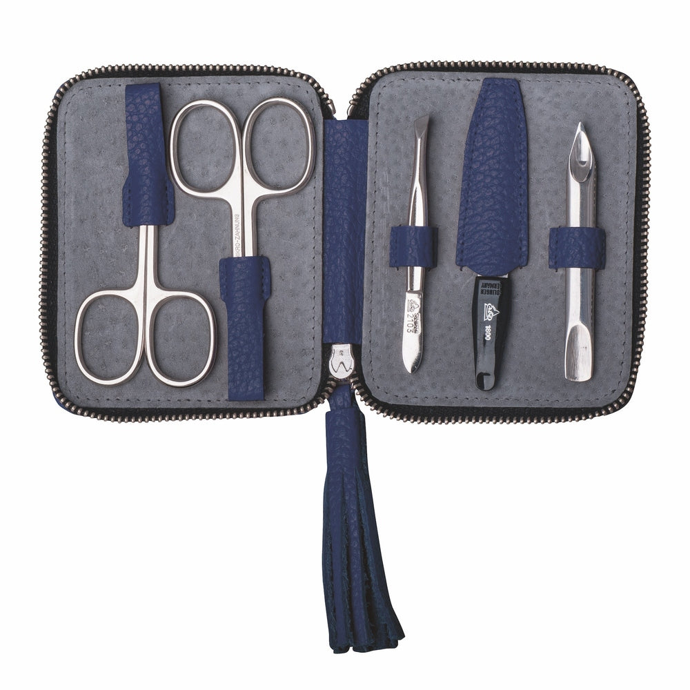 Astuccio manicure ERBE serie Tivoli blu scuro, 5 pezzi, con zip, di Solingen