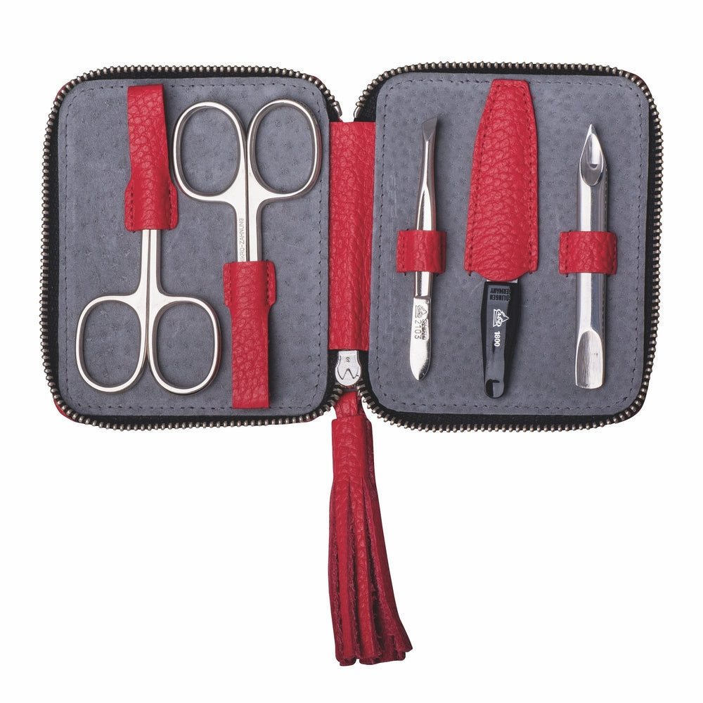 Erbe manicure zip case, red, 5 pieces, Tivoli series