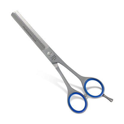 Forbici sfoltitrici professionali Excellent da 6,5 pollici con impugnature in gomma blu per sfoltire i capelli