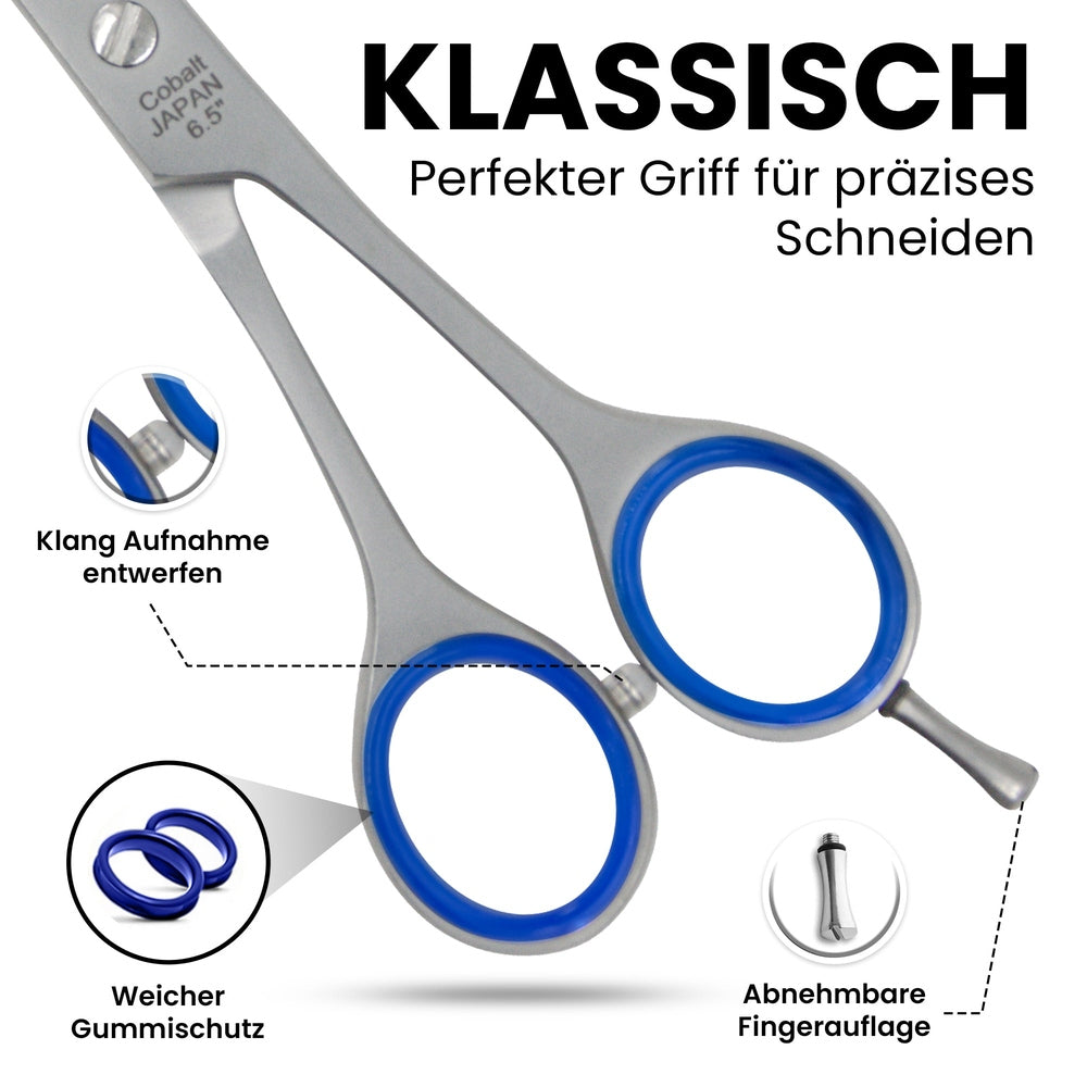 Forbici sfoltitrici professionali con inserti in gomma blu antiscivolo – vista 3