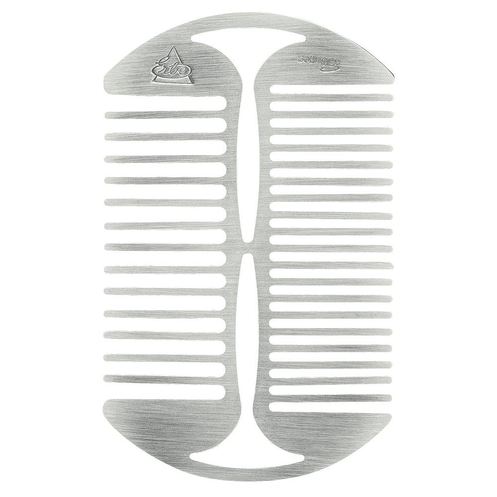 Erbe Beard Comb Inox in Black Leather Case – Colour silver, black