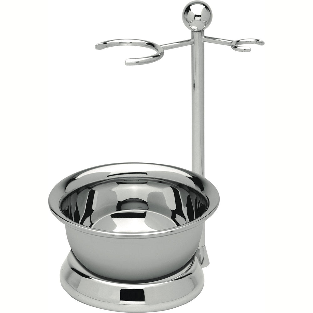 Erbe Chrome-Plated Stand for Brush Razor and Bowl – Chrome-plated, high-gloss finished metal