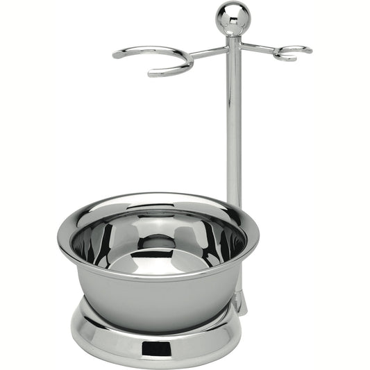 Erbe Soporte cromado para brocha maquinilla y cuenco – Metal cromado con acabado brillante