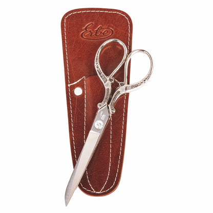 Erbe Household Scissors Nostalgia Leather Sheath Brown – Length 15 cm