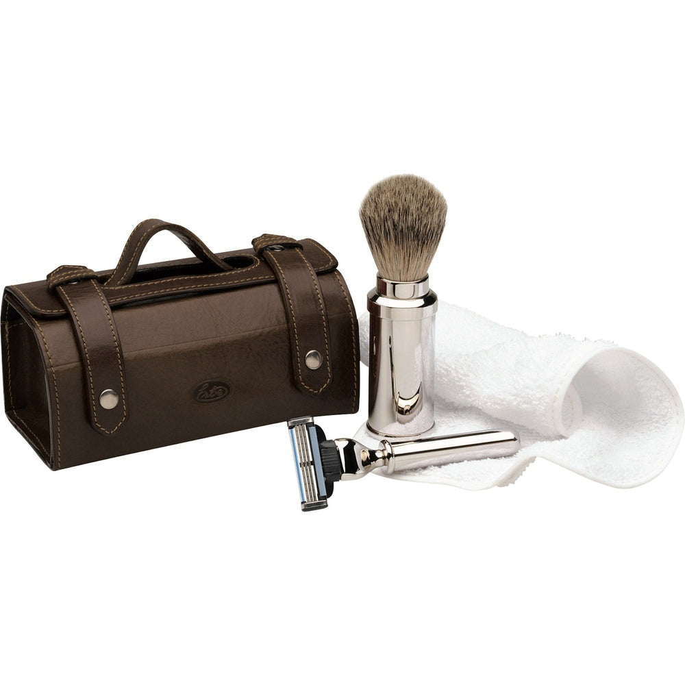 Set de voyage pour homme Erbe cuir brun antique – Cuir véritable brun antique