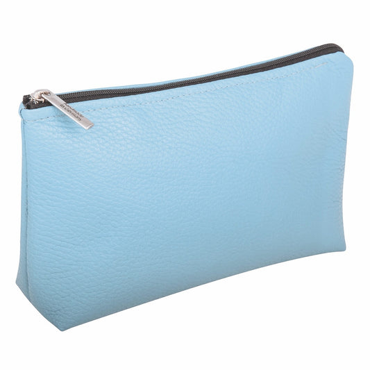 Bolsa de cosméticos de piel Erbe azul claro – Piel auténtica, azul claro
