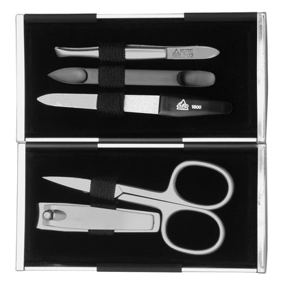 Erbe Magic Manicure Case 5-piece Black Matte Silver – Colour black, silver