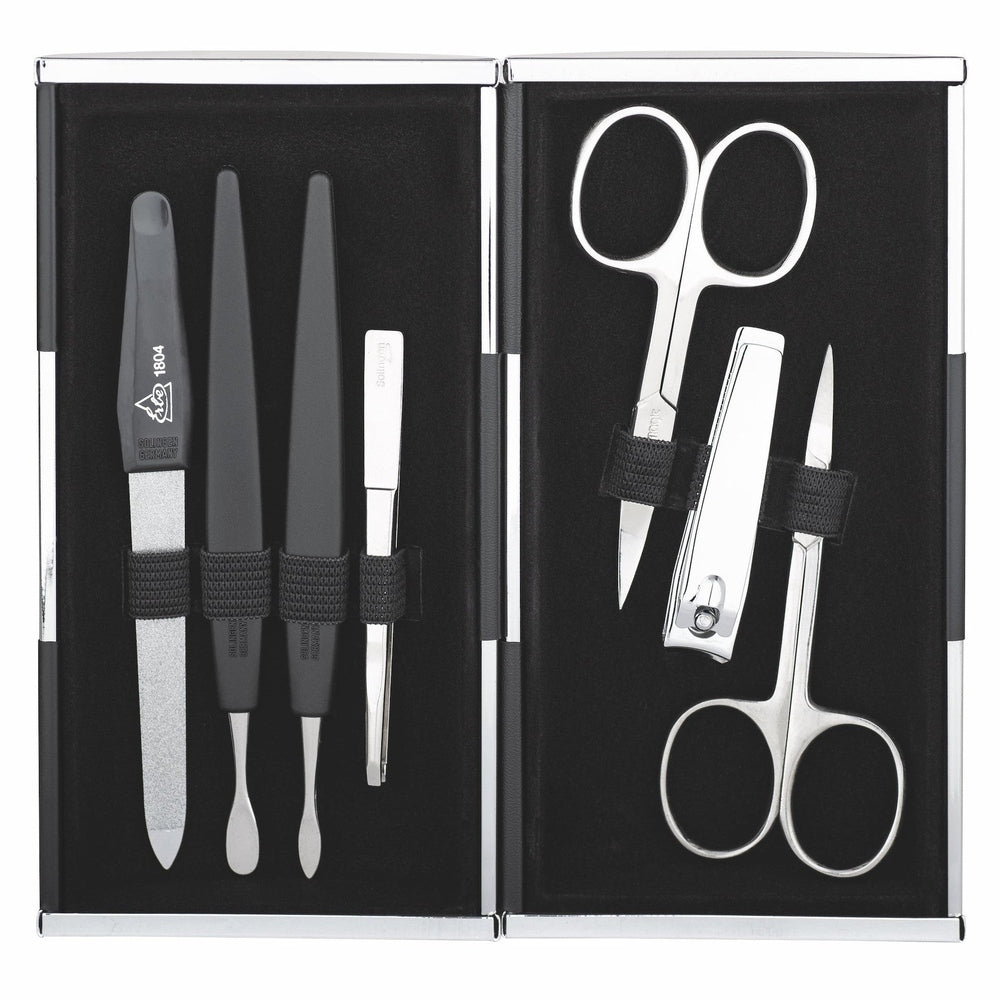 Erbe Magic manicure case 7-piece black shiny silver