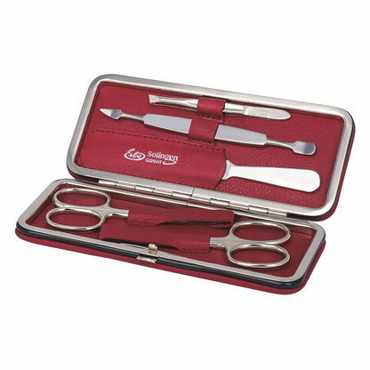 Étui de manucure Erbe à fermoir, rouge, 5 pièces – Étui rouge